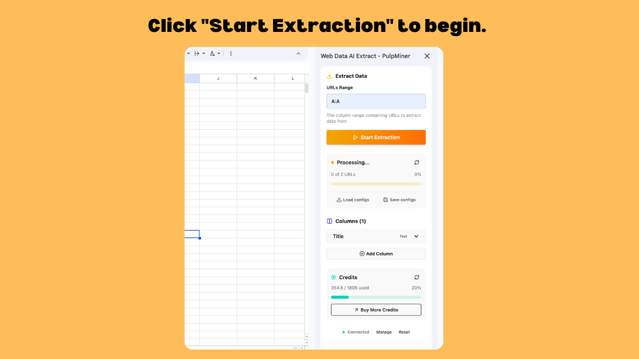 Click Start Extraction to begin processing the URLs