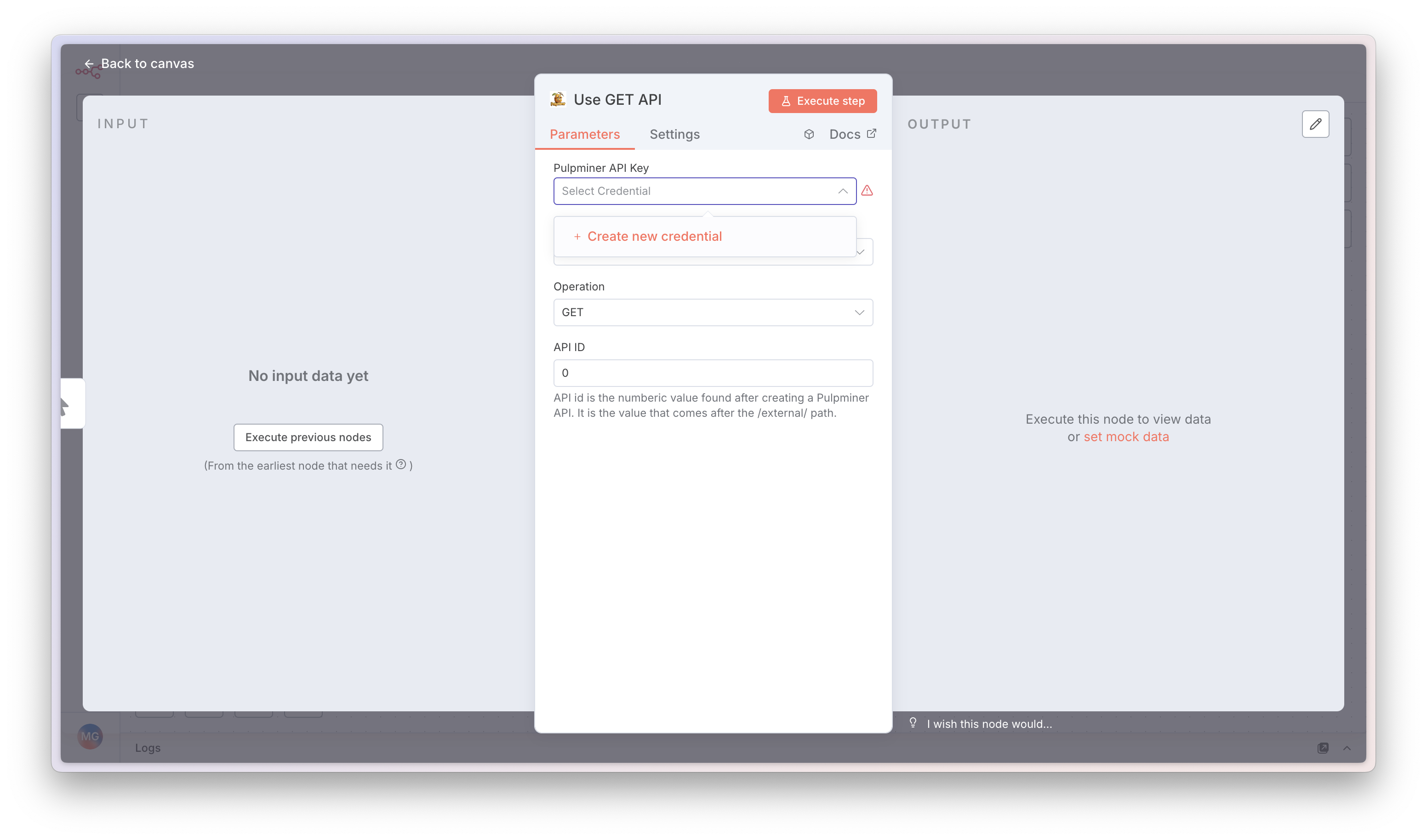 Step 5: Create credentials with API key