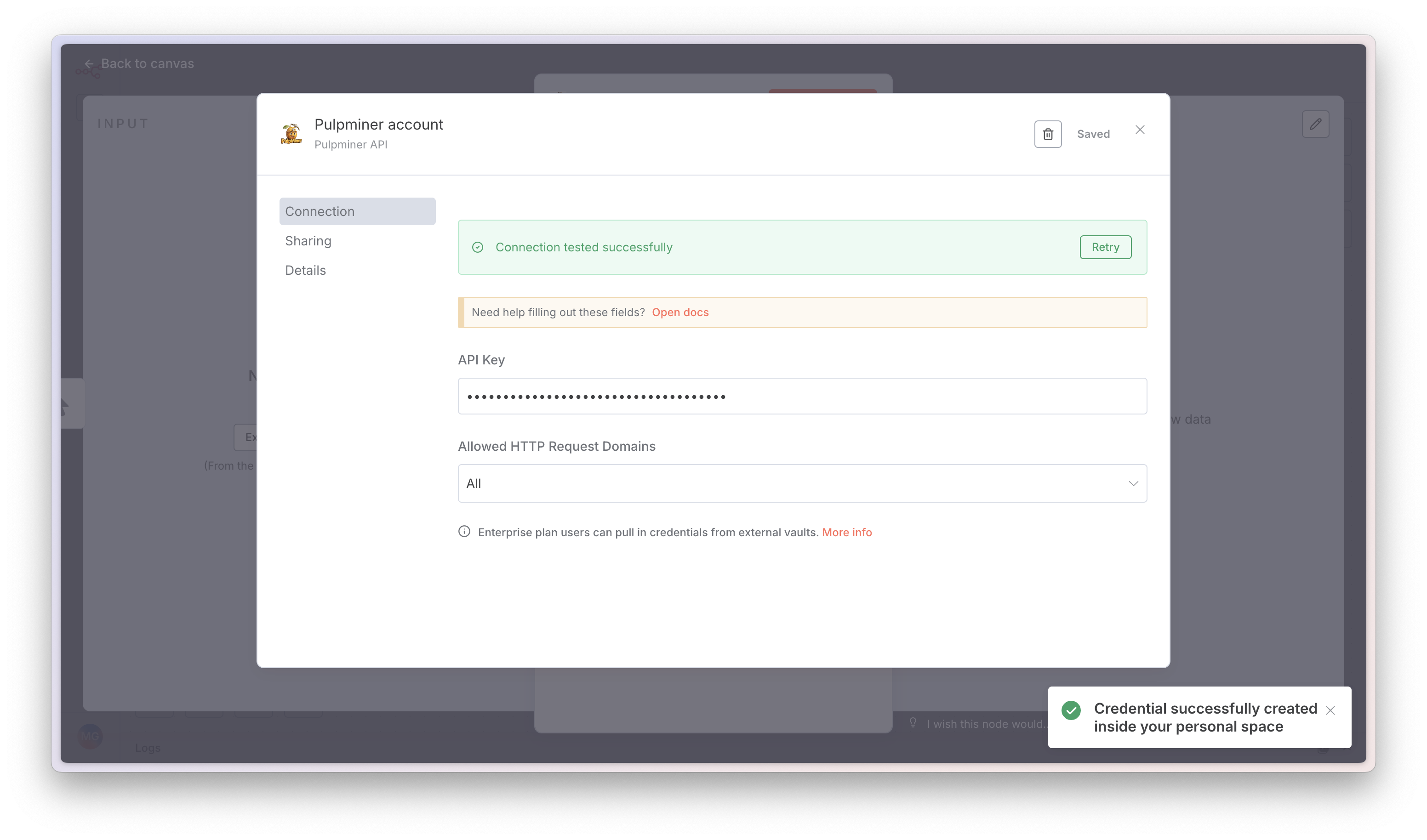 Step 6: Enter API key and save