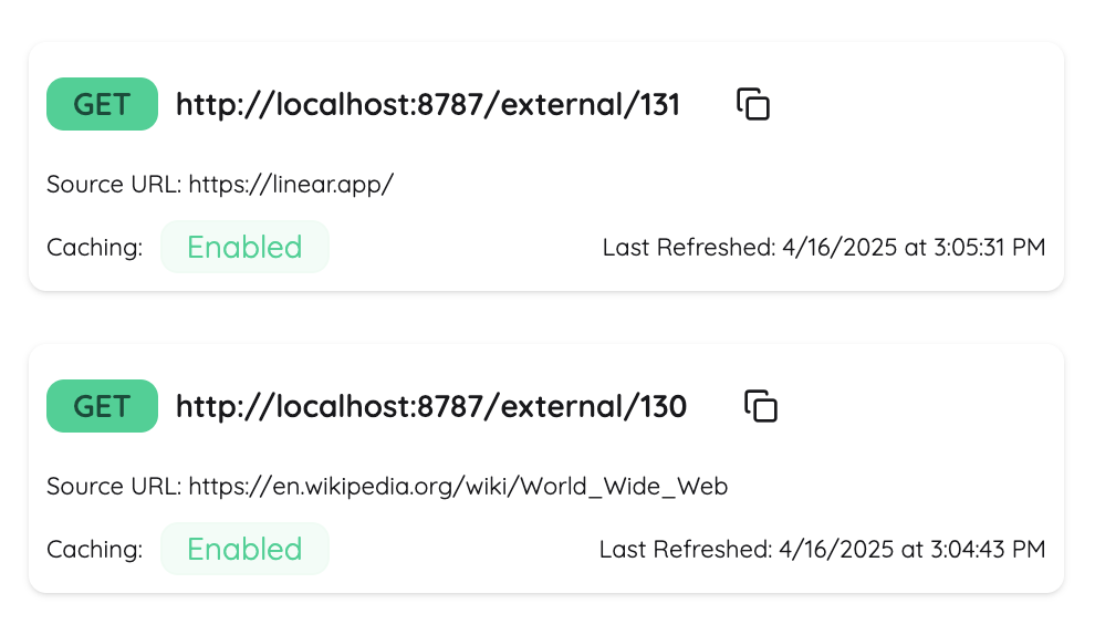 Saved APIs Interface