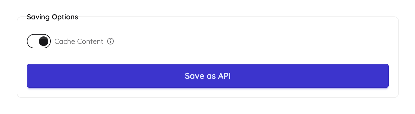 API Saving Options Interface