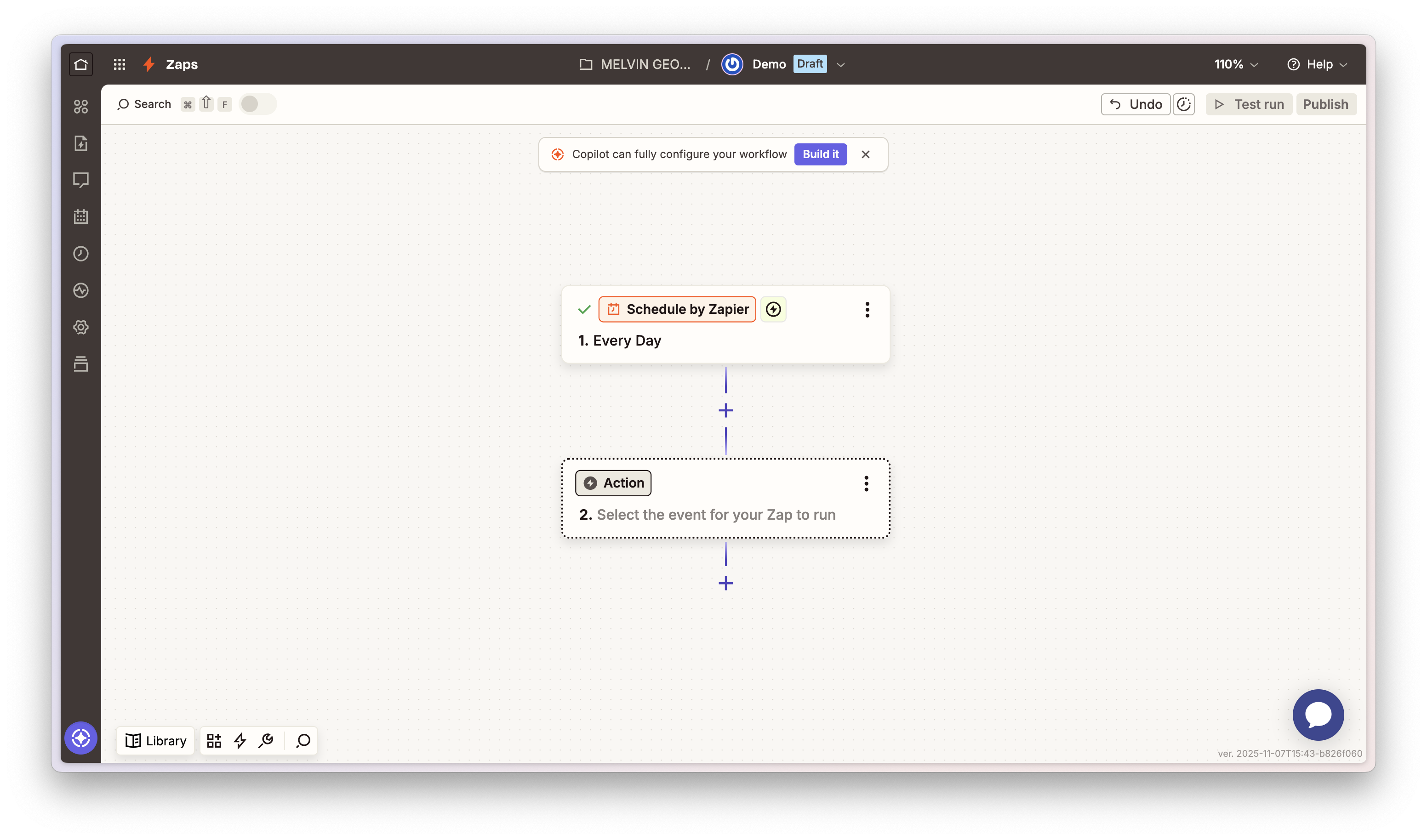 Step 1: Zap canvas with trigger and empty action